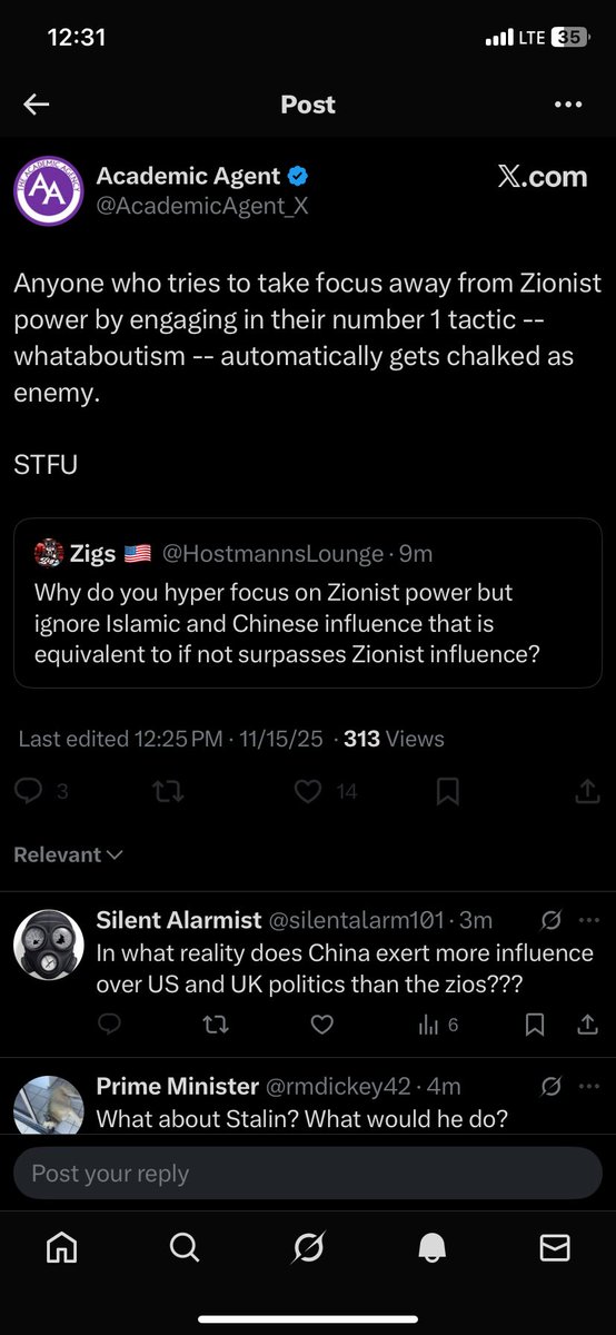 Just a reminder: academic agents family is from the Middle East, and he will block you for pointing that out.