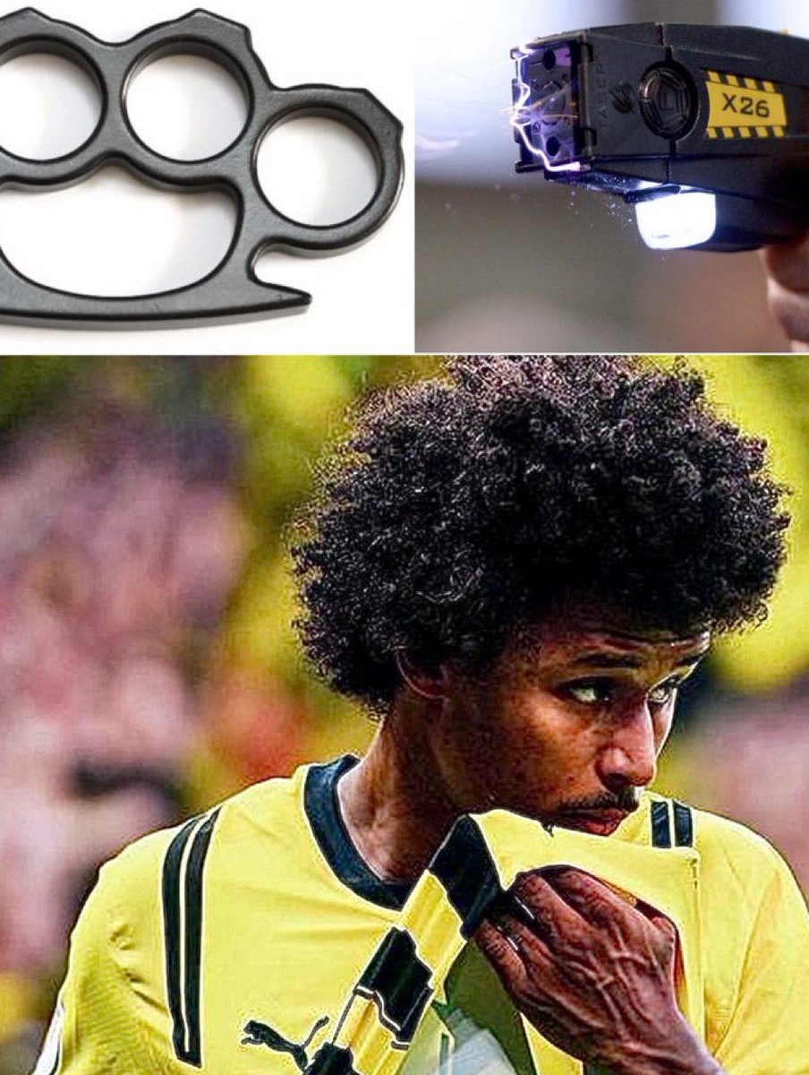 andresweiss_'s tweet photo. Karim Adeyemi ha sido sancionado por la policía por POSESIÓN ILEGAL DE ARMAS.

Según una investigación de BILD, la policía encontró dos artículos prohibidos en posesión de Adeyemi: un puño americano y una pistola eléctrica (Taser).

Por ello, deberá pagar 450.000 euros (pero no será considerado criminal convicto).

Lo más loco es que, según su abogado, las acusaciones contra su cliente estaban relacionadas con una “Mistery Box” de TikTok.