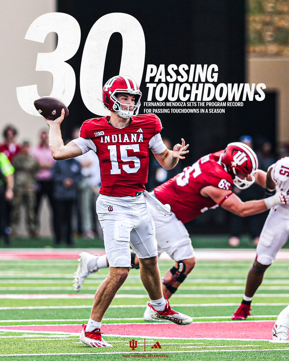 Hoosiers with 30 passing touchdowns in a season: 

- Fernando Mendoza