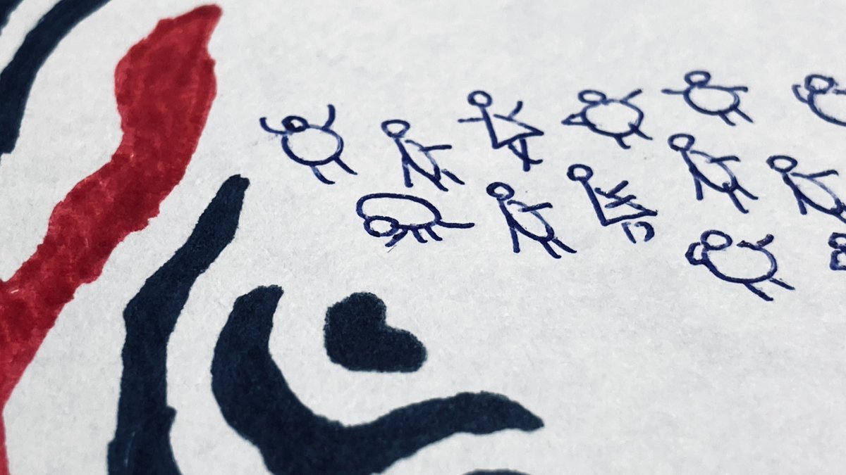 Lkort_Stickman's tweet photo. Stickman and red dark.

Ballpoint pen on paper, 26x18cm, 2025

火柴人和紅黑。

#drawing #art #stickman #ballpointpen #abstractdrawing #reductiveart #stickmanart #lkort_stickman https://t.co/sH5nJeOfvc