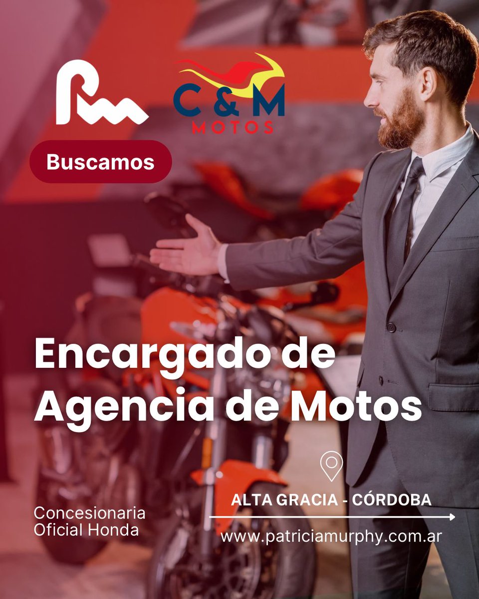 pmurphy_ar's tweet photo. Oportunidad Laboral:  ENCARGADO DE AGENCIA DE MOTOS - Alta Gracia - Córdoba
Concesionaria Oficial Honda
https://t.co/9FRBe3y8WI
Enviar Cv a:  trabajoaltagracia94@gmail.com
Residencia en Alta Gracia o zonas aledañas. Aptitudes comerciales, organizativas y desarrollado liderazgo https://t.co/wW540Eqoh7