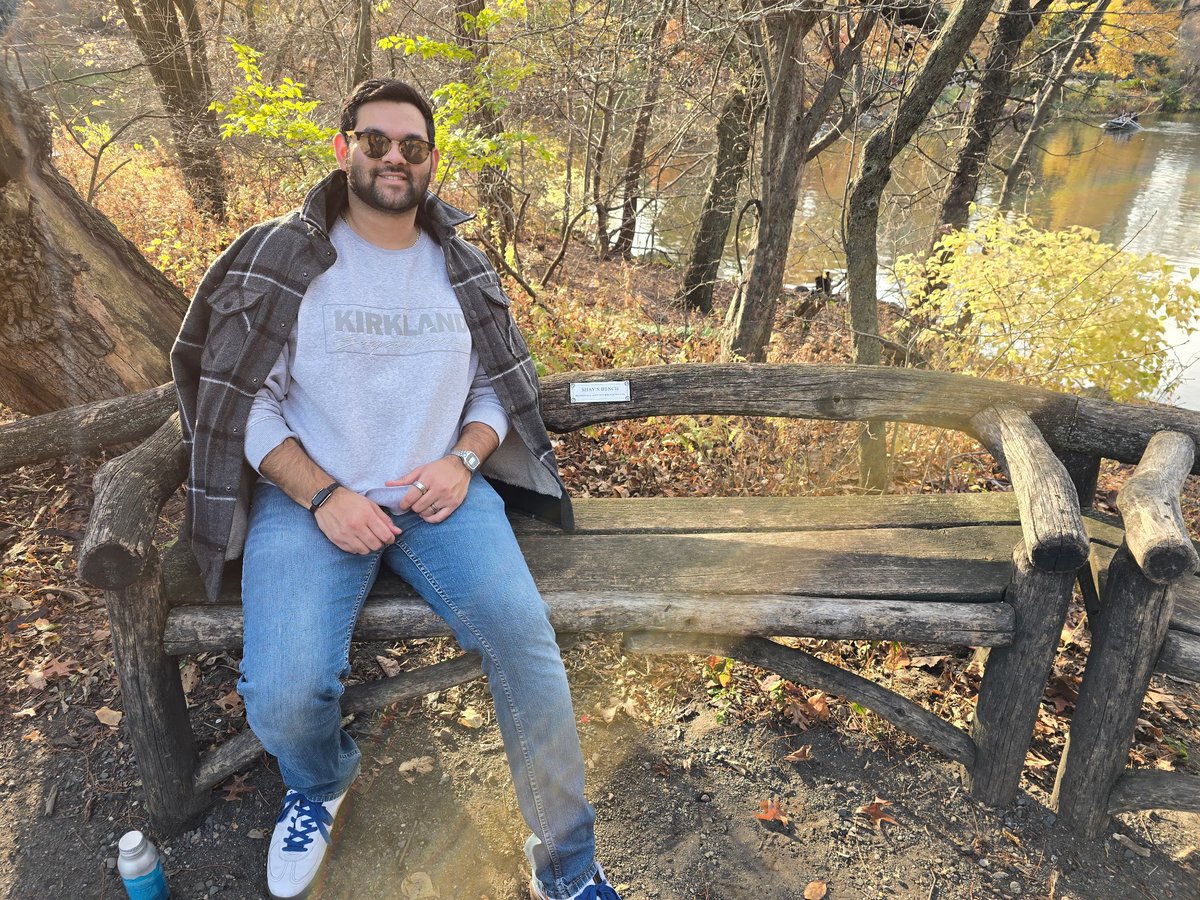 alligilden's tweet photo. Angad is in NYC for the day and just sent me this picture of him sitting on the bench in Central Park where we got engaged 😻🤧 https://t.co/ILvKqYkjPM