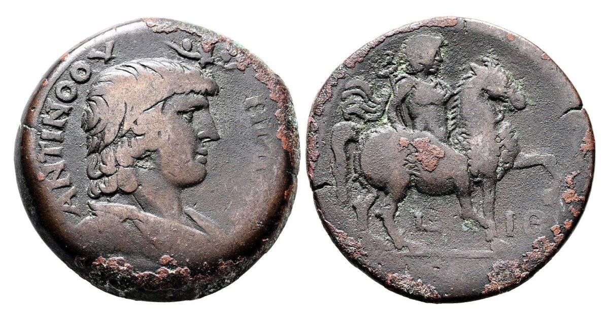 aniketos0's tweet image. Handsome Antinous bronze drachm from Alexandria dated 134-135AD &amp;amp; 32mm in diameter up for auction by Savoca with a start of €750, but I&apos;d expect it to sell for something in the vicinity of €5000 (or more) despite a bit of wear. Already at €1000 &amp;amp; ends 22nd December.