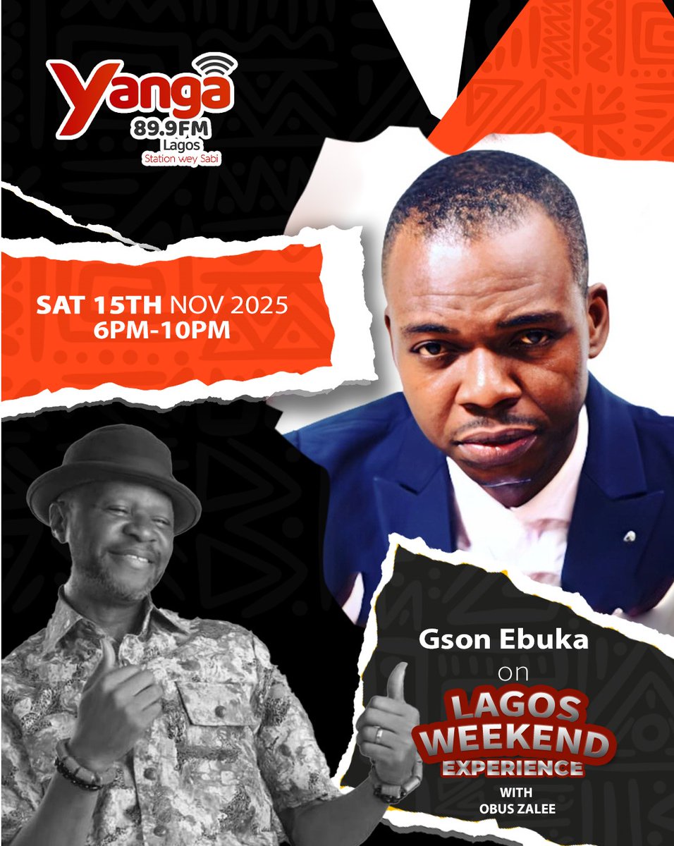 Join Us For LAGOS WEEKEND EXPERIENCE as we wan discuss don really ready this. Era of Ai <a href="/Yanga899FM/">Yanga 89.9FM | Station Wey Sabi</a> with
