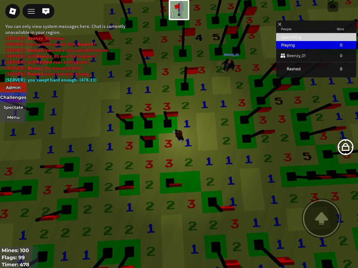 Rashed_Gd's tweet image. swept some mines on Roblox with @Beenzie_