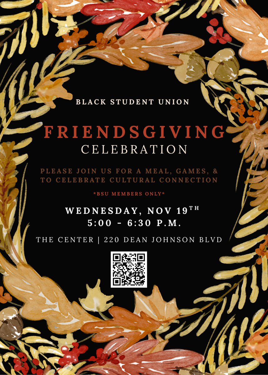 sbivybsu's tweet image. It’s a Friendsgiving celebration! 🍂

Join us for food, games, fellowship, and a warm night of community! 🤎

📅 Wednesday, November 19th
🕔 5 P.M. - 6:30 P.M
📍 The Center 

Open to current BSU members only (local orgs included) — RSVP before spots fill up!

#BSU