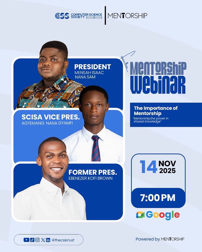 thecssknust's tweet image. Thanks to all who joined the session ❤️
Let’s keep learning, sharing, and growing together.
#CSSKNUST #Mentorship