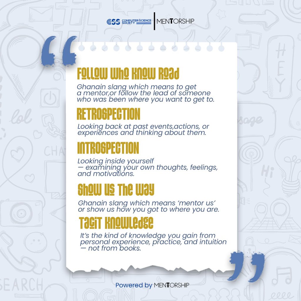 thecssknust's tweet image. Highlights from yesterday’s Mentorship Webinar 

Here are some powerful insights shared by our speakers.

Full replay available on YouTube 👇
🔗 youtu.be/qlHKE1jZBis?si…

A thread 🪡  #CSSKNUST #Mentorship