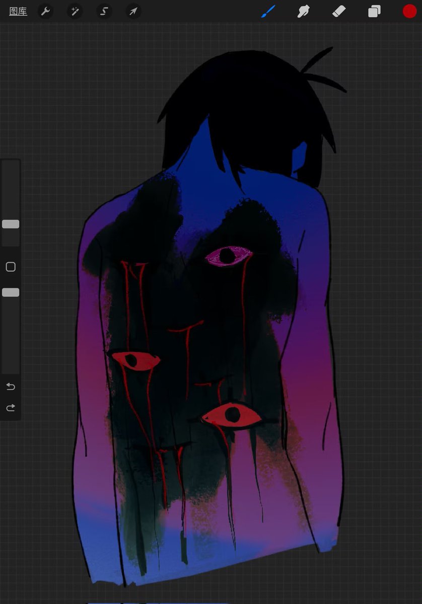 在想泰坦之眼的事情，p2稍微加了点图层看起来怪吓人的