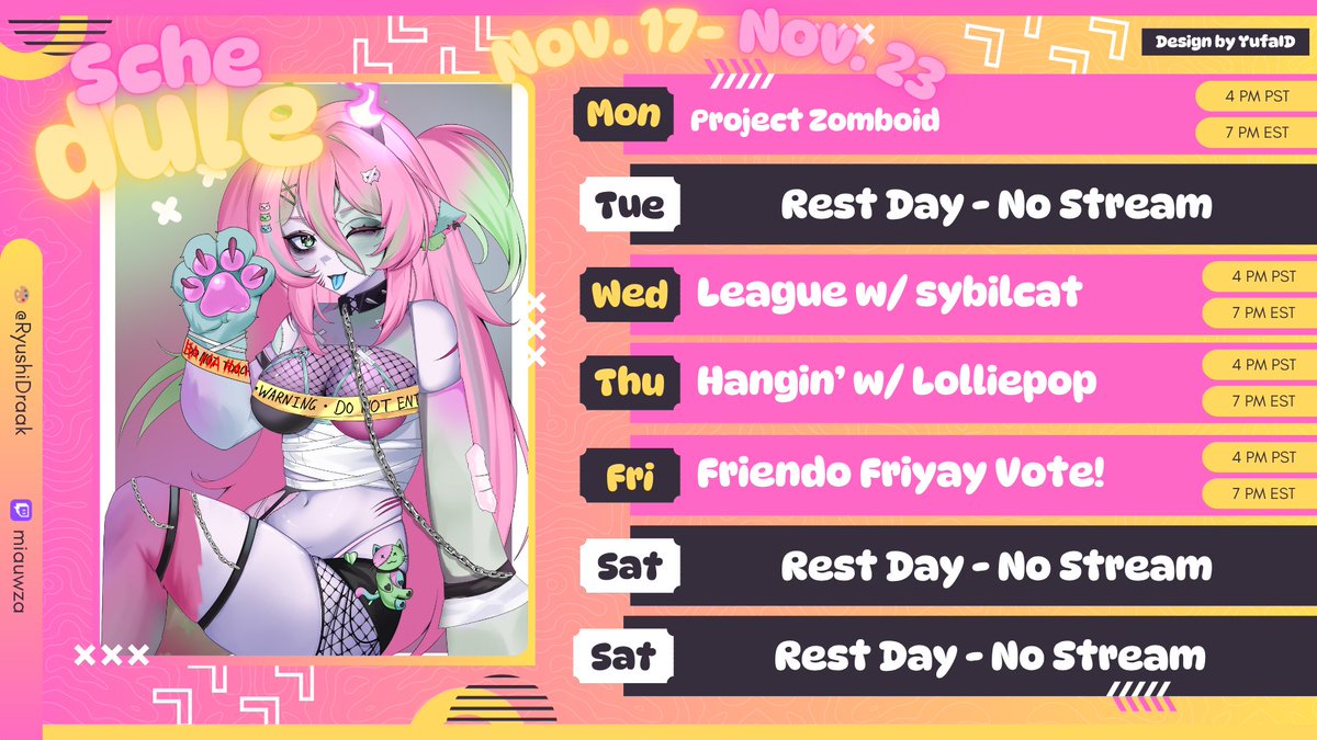 omg i did it ANOTHER schedule?! excited to hang w/ <a href="/LolliePopVT/">Lollie Pop 🍭🎪 | Candy Clown Vtuber</a> and <a href="/sybilcatVT/">sybilcat</a> this week!!