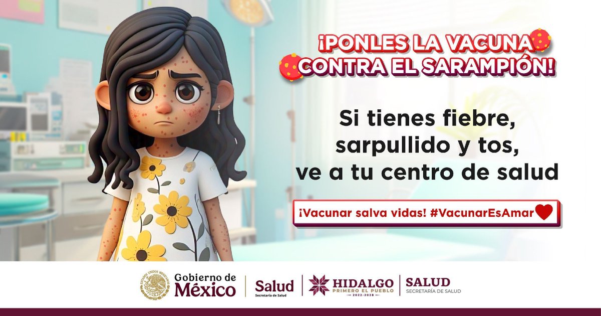 Salud_Hidalgo's tweet image. El sarampión se mueve rápido 🔥
La protección debe llegar primero.

Lleva a tus peques a vacunar 🩺
y evita que un descuido termine en algo grave 😷

#PrimeroTuSalud #PrimeroElPueblo #VacunarEsAmar