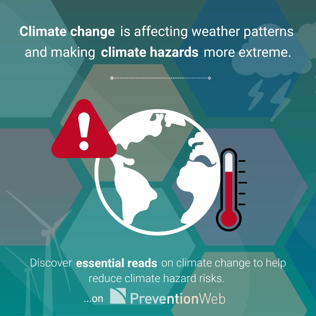 UNDRR's tweet image. 📚 PreventionWeb has your go-to list of essential reads on climate change!
 
📈 With climate hazards becoming more frequent and severe, the evidence of their connection to climate change is clearer than ever.
 
🔎 Find out more on #PreventionWeb: ow.ly/C7LL50Xq0SG