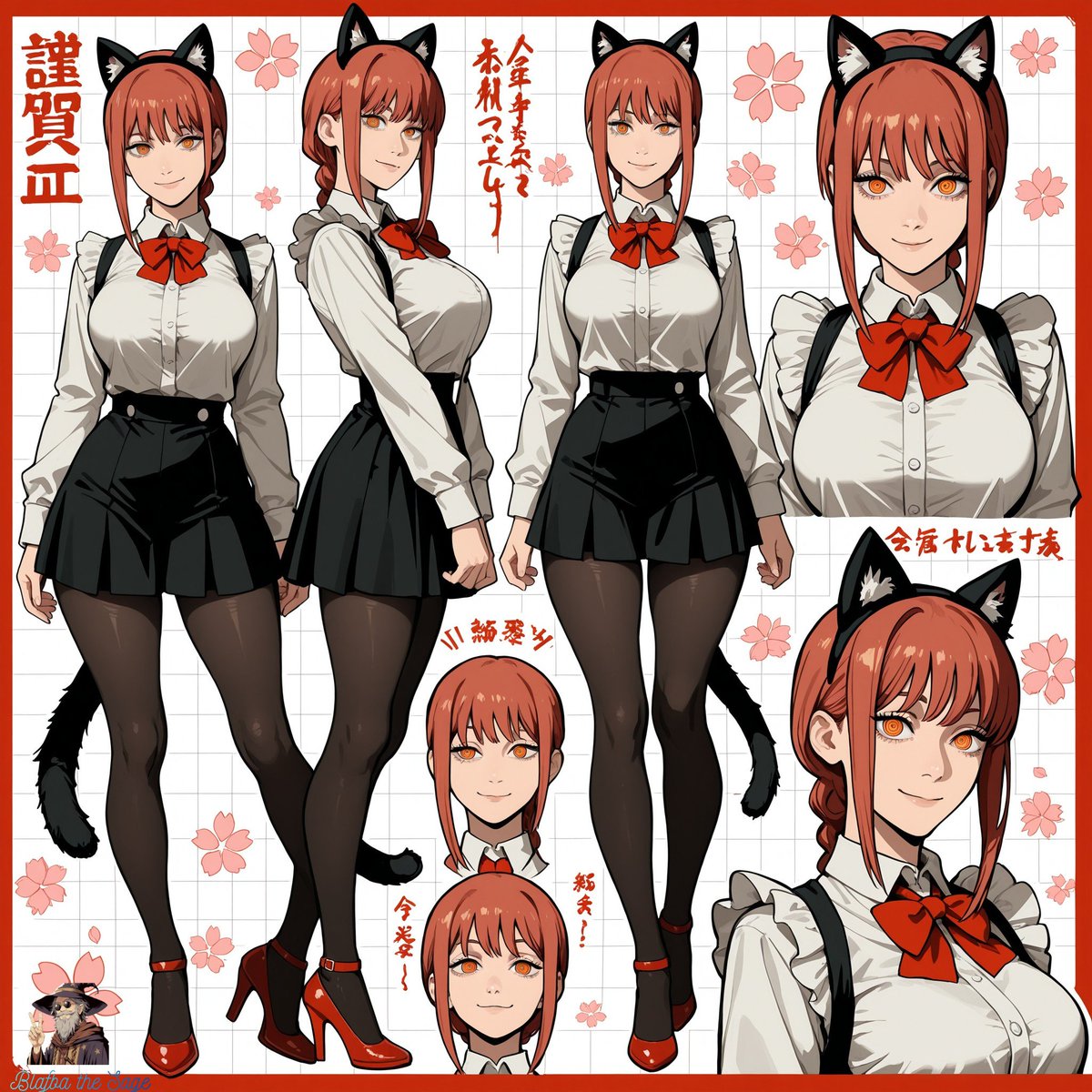 Good evening all👋,

For this Caturday i made an extra image of maid Makima witha hairband with cat ears 🥰
Happy Caturday all!

#AIart #AIイラスト #chainsawman