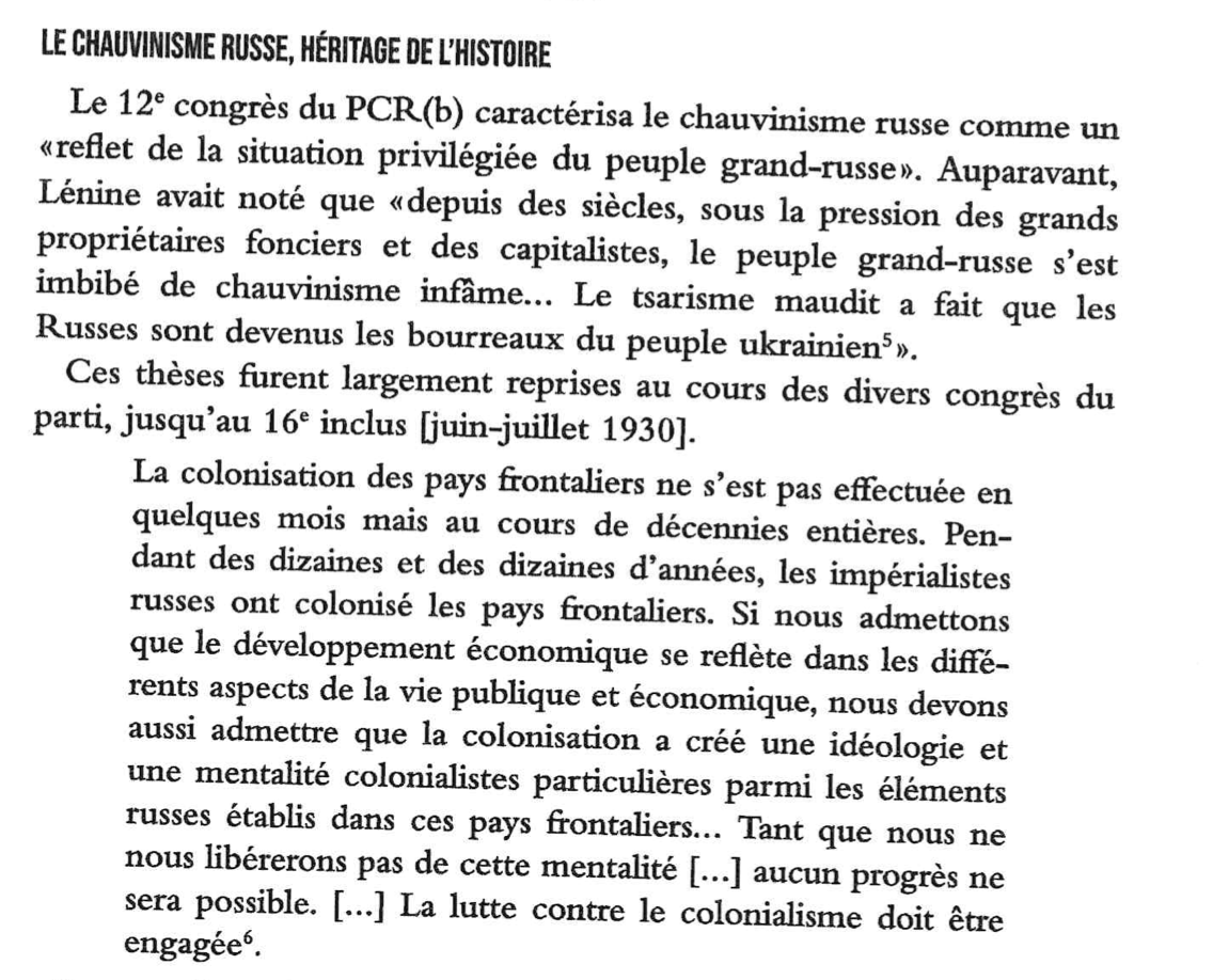 Les cocos débiles qui nous expliquent que les ruSSes ne sont pas colonialistes, devraient relire leurs classiques 😂😂😂

Évidemment, Staline et ses successeurs ont repris les bonnes habitudes passées...