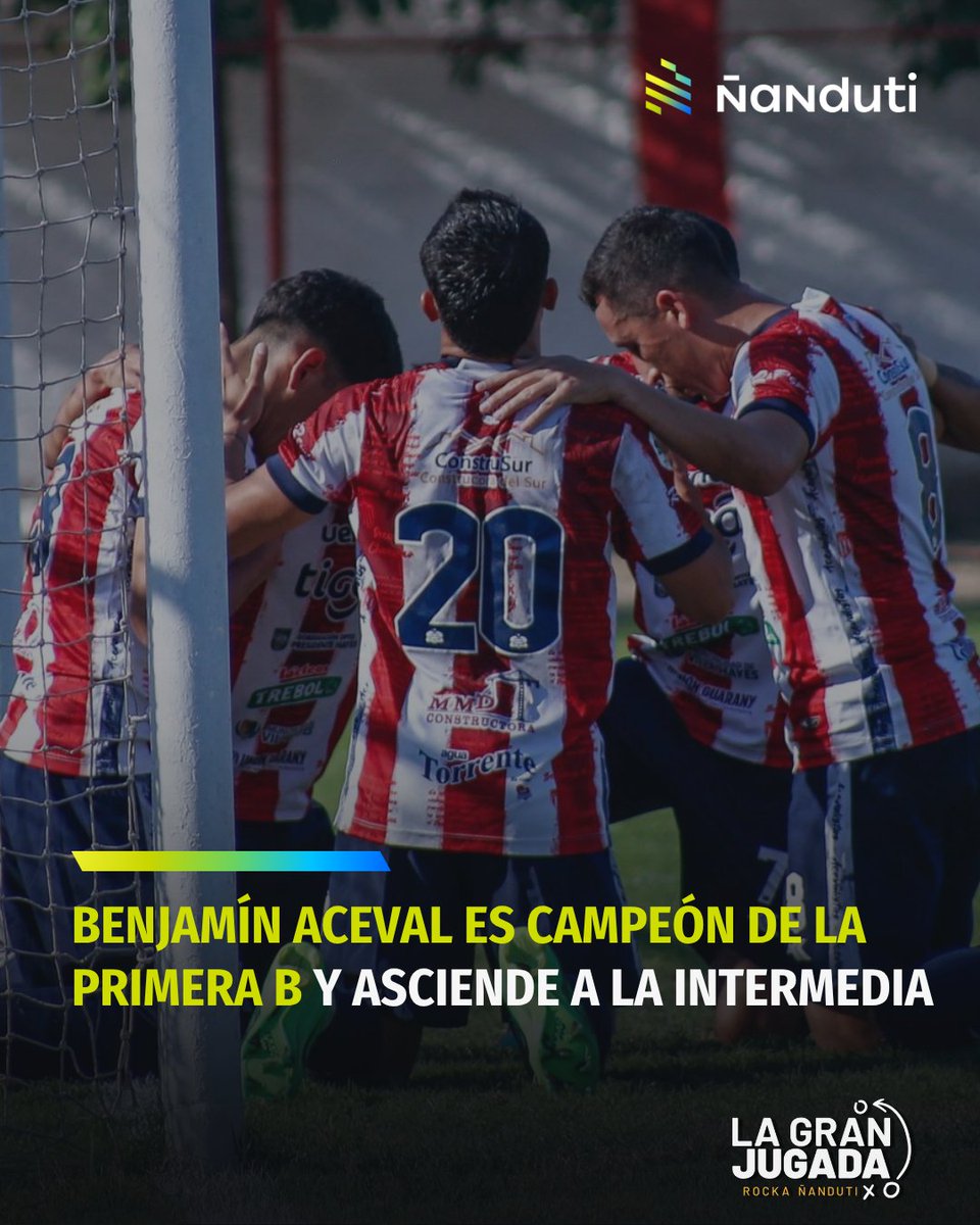 nanduti's tweet photo. #Deportes |  🏆 #BenjamínAceval es campeón de la Primera B y asciende a la Intermedia

📌El club chaqueño se consagró campeón tras vencer 3-0 a #MartínLedesma, resultado que le aseguró su regreso a la Intermedia para la próxima temporada.

#Ñanduti #LaGranJugada https://t.co/6bfhzqQ668