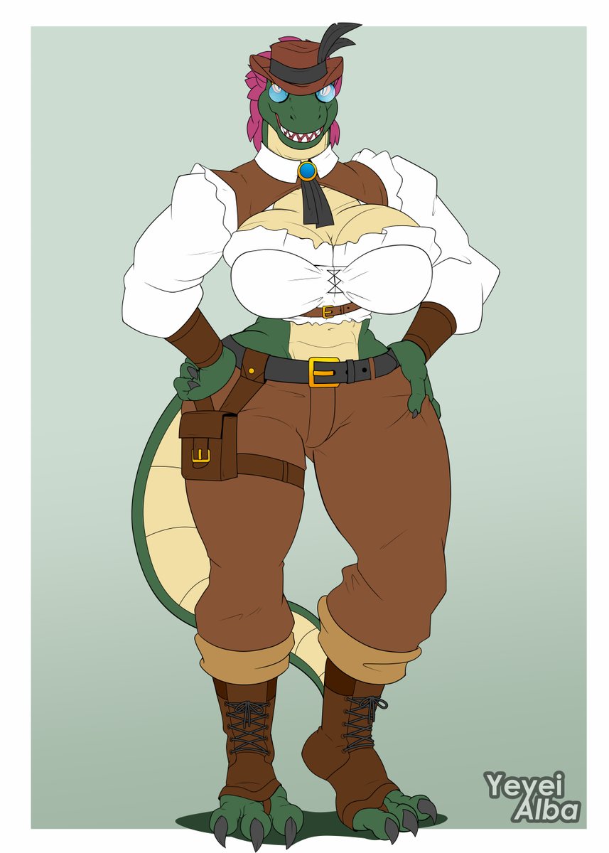 Yeyei_Alba's tweet image. A very trex girl with a nice fashion style. Comm work.
#furry #anthroart #furryartist