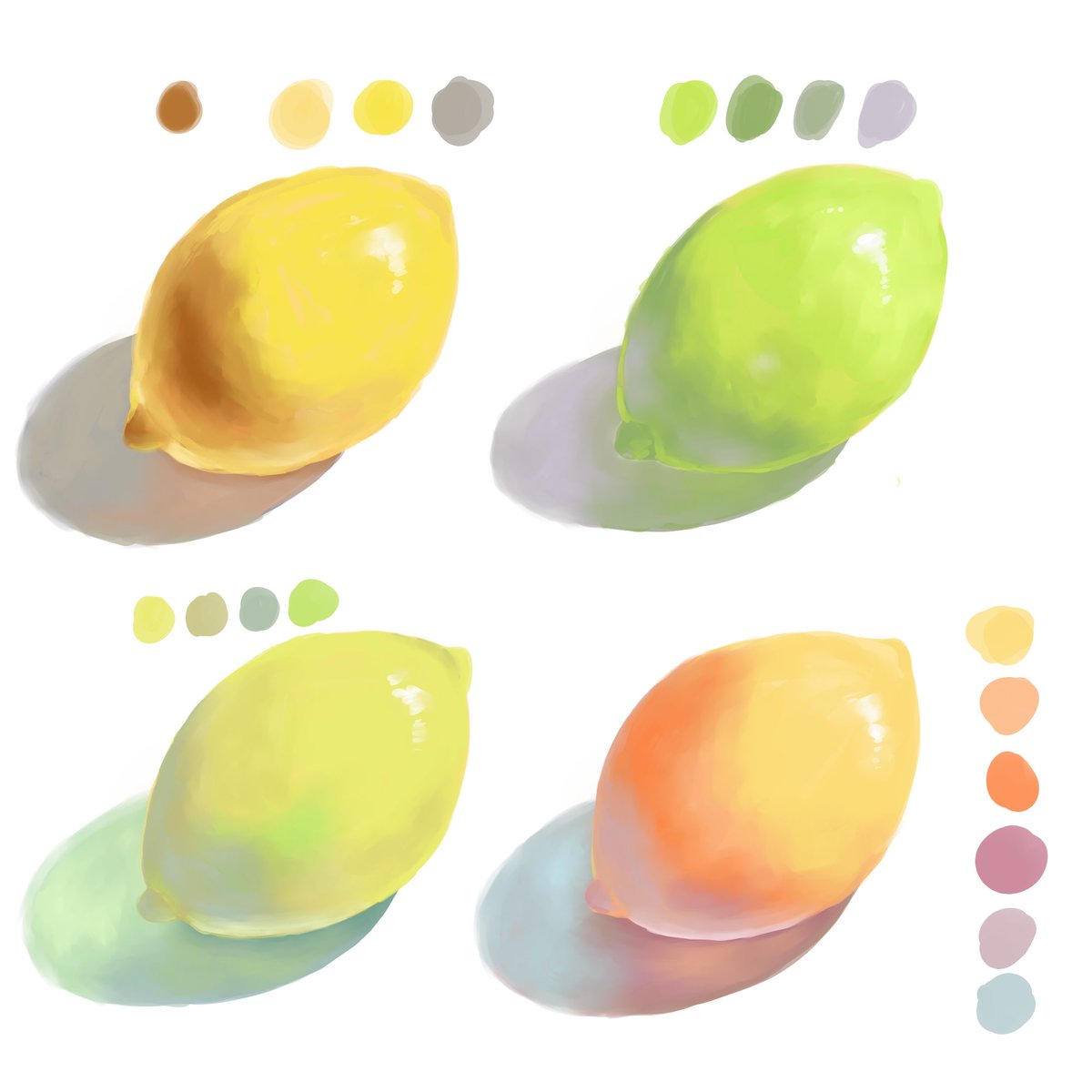 … I saw this lemon color study on Pinterest and I thought I must have seen this somewhere… found it! Thanks for the tutorial (I was using pixiv sketch - only hard brush and blur - I think the brush texture does not really matter