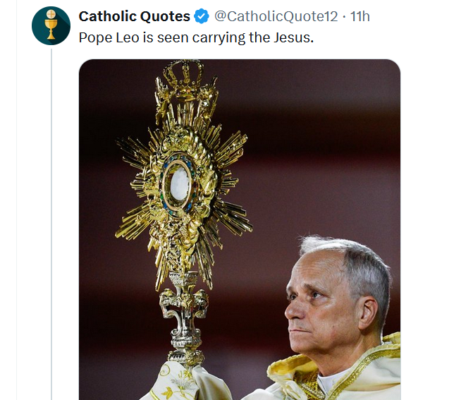 Correction: Antichrist is seen carrying an idol.

"Their idols... cannot speak; they have to be carried, for they cannot walk. Do not be afraid of them, for they cannot do evil, neither is it in them to do good" (Jeremiah 10:5).