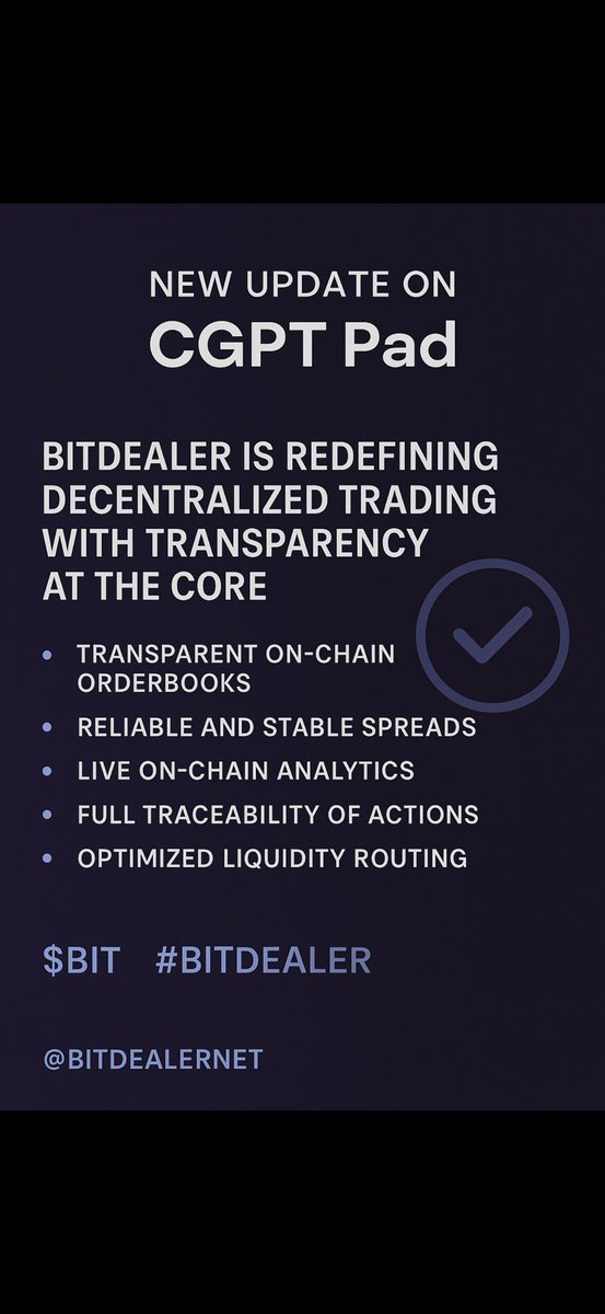 New CGPT Pad Buzz Post — Fresh Angle Edition

Just shared a new update on CGPT Pad, taking a different angle on how BitDealer is approaching transparency and structure in DeFi trading.
The more I look into the project, the clearer it becomes that BitDealer isn’t just improving
