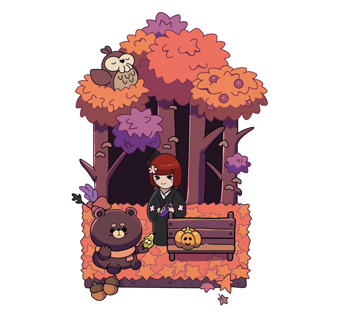 My piece captures a CryptoNinja character wandering through the autumn world of drifting leaves and warm colors, blending seasonal calm with a unique twist that highlights the spirit of autumn 
#NINJARTコンテスト #ninjart