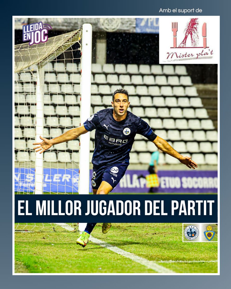 ⭐ <a href="/Borisgt10/">Boris Garrós Torrent</a>, votat per #LleidaEnJoc com el millor jugador del partit!

⚽️ Ha marcat un golàs amb l'esperó i ha estat clau per tancar la victòria de l'<a href="/atletic_lleida/">Atlètic Lleida</a> al final!⚔️

🤝 amb el suport de Mister Pla't Càtering!

📸 <a href="/Ingrids_photos/">Ingrid Segura</a>

#AtlèticLleidaAndratx #LleidaEnJoc