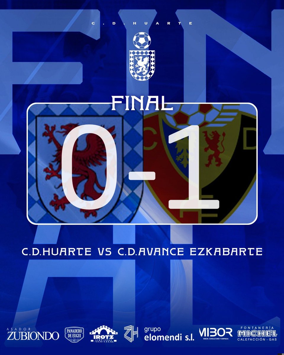 𝗙𝗜𝗡𝗔𝗟 | 🔚 90’ | 0-1 | ¡Final del #HuarteAvance en el Nuevo Areta! ⚔️

#TodoAlAzul | #TerceraRFEF 🏆
