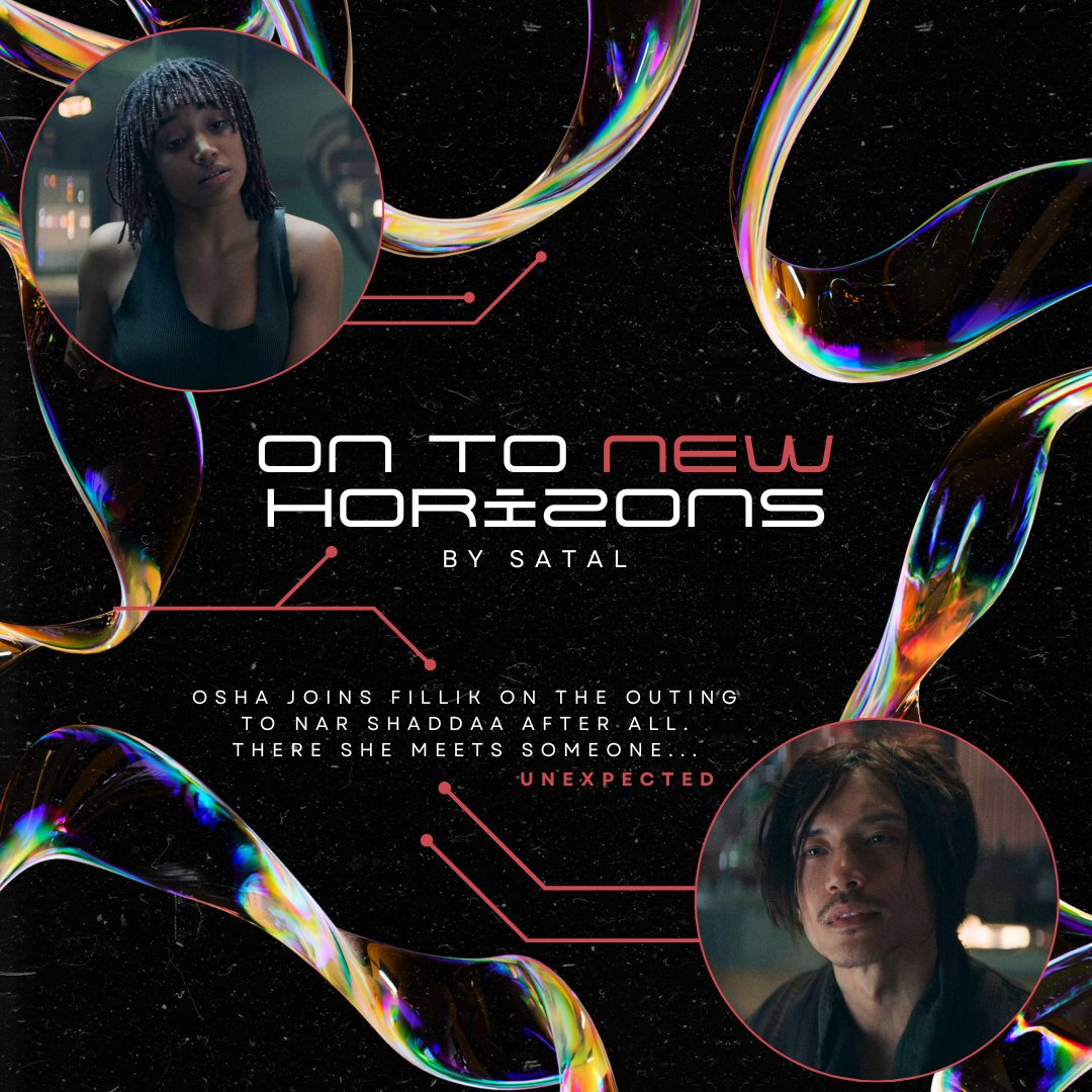 satalxo's tweet photo. on to new horizons
#fanfic for #OshamirWeek

oneshot | E | 8k

💥 canon divergent
💥 meknek osha
💥 greasy(ish) qimir
💥 clubbing &amp; dancing
💥 the force ships it

inspired by/for @nightfurycyare 

🔗 in reply https://t.co/fCKhtYsYrY