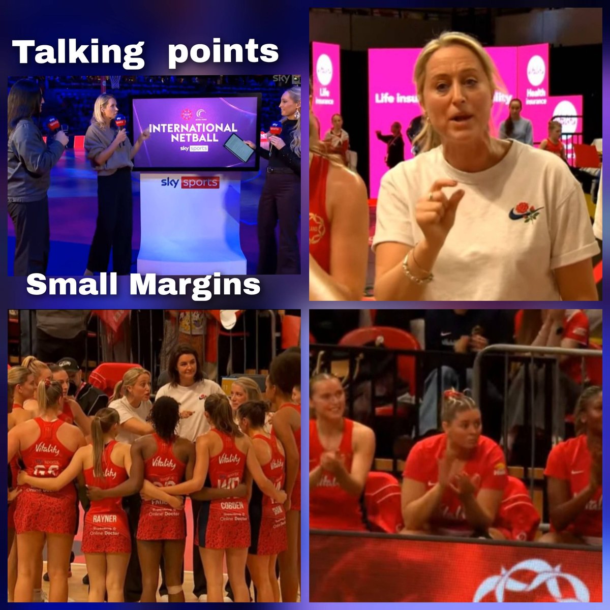 InTheChatTime's tweet photo. It was too much to text whilst trying to stir the pot. Interesting first half @EnglandNetball sealed that #3rdQtr to see #JasBrown announce herself on her debut. #AmyCarter at C, got straight involved and made a difference. After the final whistle @JessThirlby
#smallmargins https://t.co/yXrbszPpAW