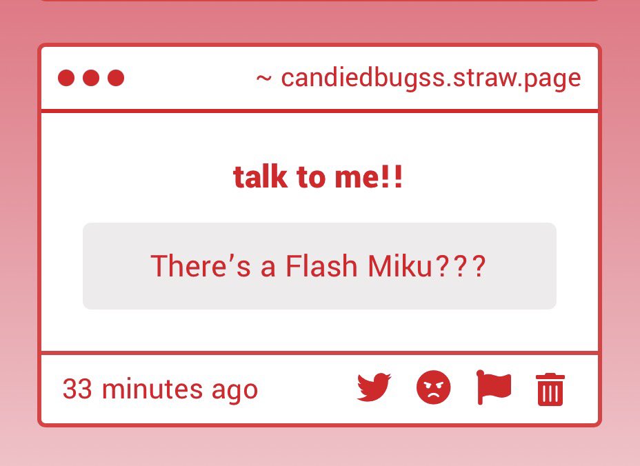 i mean i don’t think anyone’s drawn one before, but miku can be anything and he seems like the kinda guy to make a flash inspired miku outfit for the meme

candiedbugss.straw.page