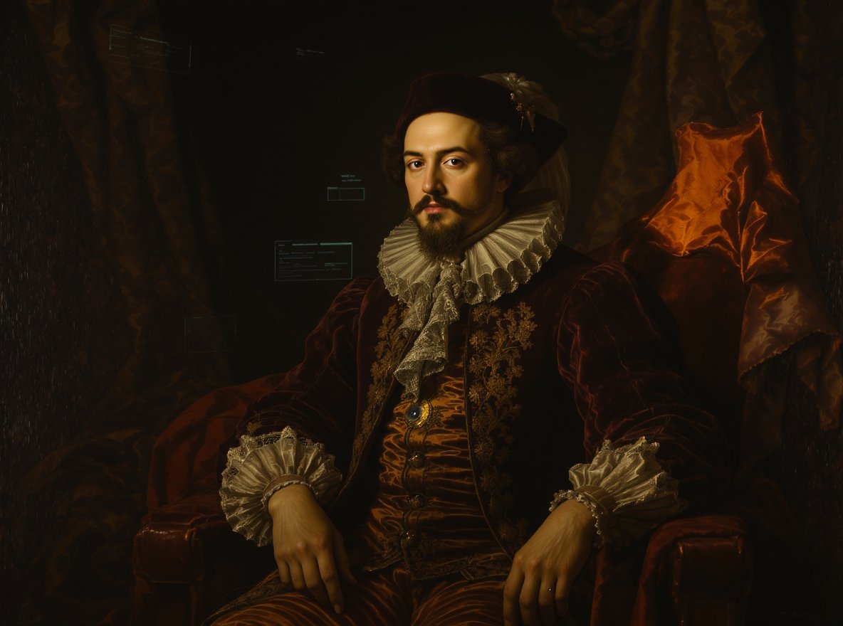 PromptSin's tweet image. Step into the grandeur of the Renaissance—where elegance meets power. Discover your own regal style today! 👑✨
#HistoricalFashion #QueenVibes