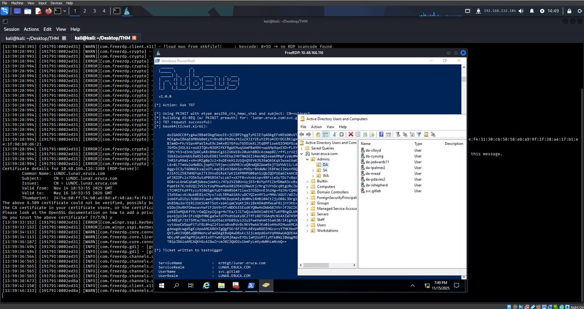 ESC1 - AD CS CERTIFICATE TEMPLATE MISCONFIGURATION , attack
في الهجمه هذي انت تستغل خدمه في الدومين اسمها AD Certificate Service (AD CS) 
ليش ؟ لان ببعض certificate template يكون فيها misconfiguration يسمح لك تطلب شهاده تمثل اي مستخدم حتى لو كان Administrator