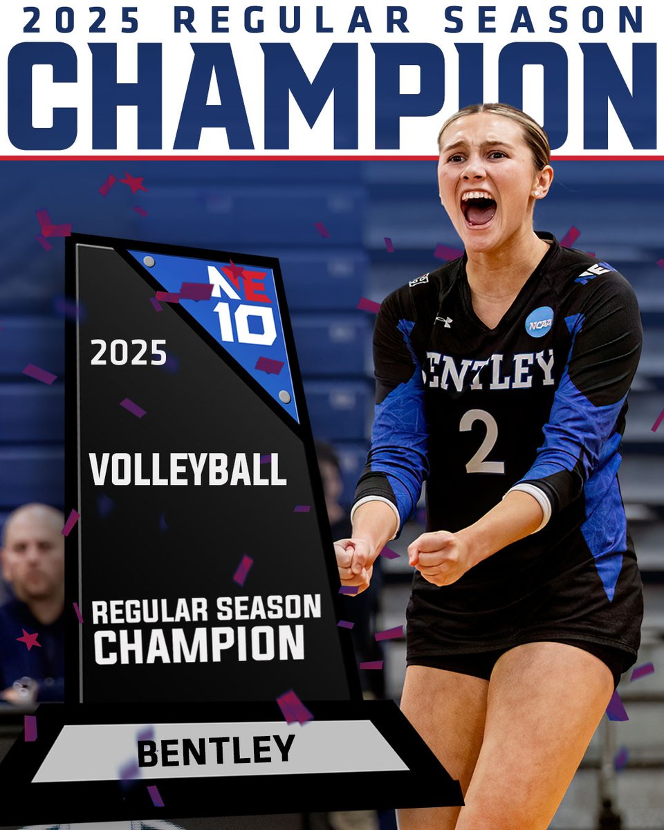 TheNortheast10's tweet photo. 𝐑𝐄𝐆𝐔𝐋𝐀𝐑 𝐒𝐄𝐀𝐒𝐎𝐍 𝐓𝐈𝐓𝐋𝐄 🏆

@BentleyFalcons go undefeated in conference matches this season and earn the No. 1 seed in the NE10 Volleyball Championship!

#NE10EMBRACE | #NCAAD2 | #D2VB https://t.co/ZCe8SbG0Po