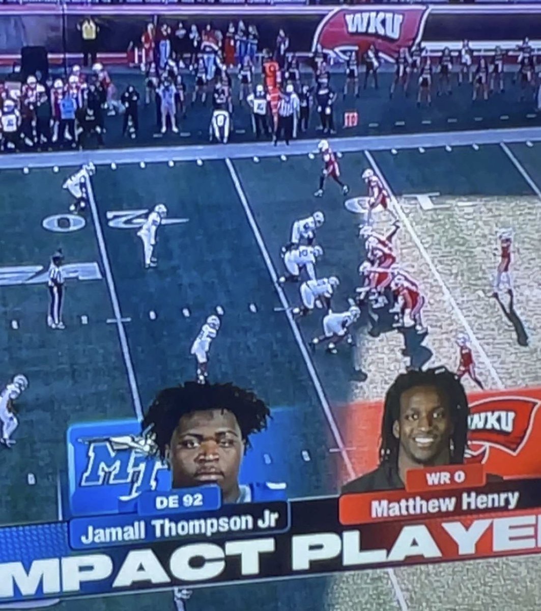 shaynep_media's tweet image. Damonte Smith going by a new name today according to the broadcast

“Defensive end Jamall Thompson Jr” has been one of the best defensive tackles in the country this season for #MTSU