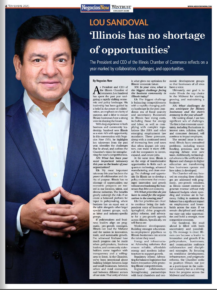 Haloadvisorygrp's tweet image. Proud to welcome back our Founder &amp;amp; Board Chair @LouSandoval_10 after his tenure as President &amp;amp; CEO of the Illinois Chamber.

He returns with powerful insights at the intersection of policy, tech, and growth,fueling Halo’s mission to help leaders scale smarter and faster.