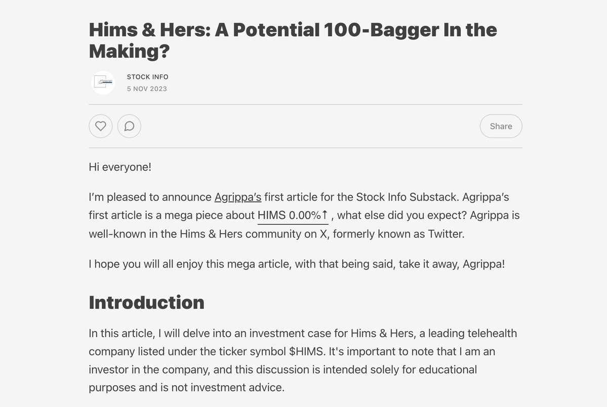 Agrippa_Inv's tweet image. Tuesday is Launch Day 🥇

On the coming Tuesday (Nov 18) I’m finally launching Agrippa Investments – an investment research &amp;amp; analysis platform dedicated to helping you become a better hyper-growth stock investor.

Every “wannabe stock guru” nowadays wants to sell you a useless…