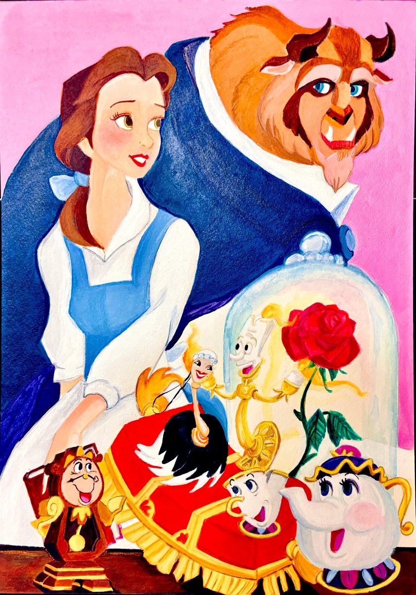 desert_pythom's tweet image. おはよ
美女と野獣 
#ディズニー #Disney #美女と野獣
#BeautyAndTheBeast #イラスト　#illustration #アクリル絵の具　#Acrylics
#Belle  #PrinceAdam
