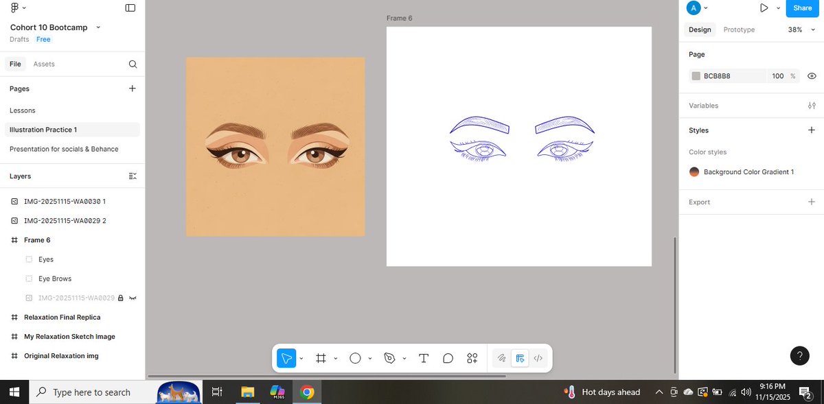 AngelaI866's tweet image. Illustration finally clicked tonight! 🔥

Week 6 Day 18 at the Dev &amp;amp; Design Bootcamp @itsbimbooni  walked us through beginner-friendly tricks: bend tool, pen-tool tracing, corner radius, brush tool, and flip tools.
Loving this journey so far. 💛

#UIDesign #IllustrationDesign
