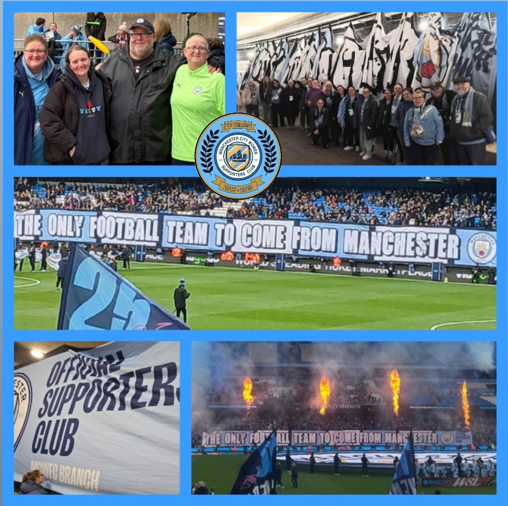 What an AMAZING DAY! 

Thank you to all at <a href="/ManCity/">Manchester City</a> <a href="/ManCityWomen/">Manchester City Women</a> for helping us kick off our month of 10th Anniversary Celebrations with a BANG  today

Blue Carpet interview followed by the FANTASTIC <a href="/MCWFC_OSC/">MCWFC OFFICIAL SUPPORTERS CLUB 👕</a> Tifo Banner pre match ... 
WE ARE SO PROUD🩵 

#MANCHESTERISBLUE