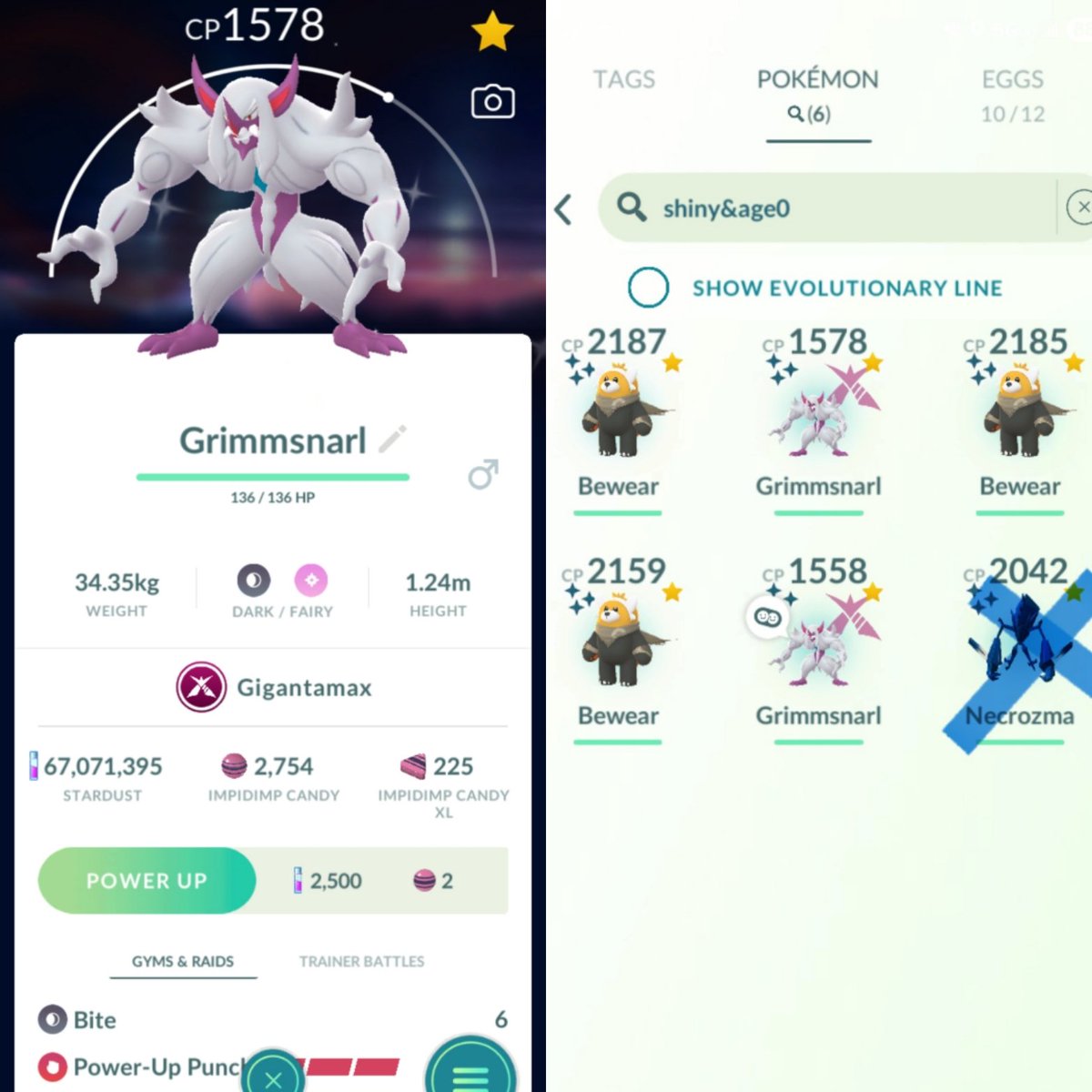 lblancelot's tweet image. Happy to get 2 shiny grimmsnarls from remote raiding...✨✨✨ #Shiny #ShinyPokemon #PokemonGO #PokemonGOApp