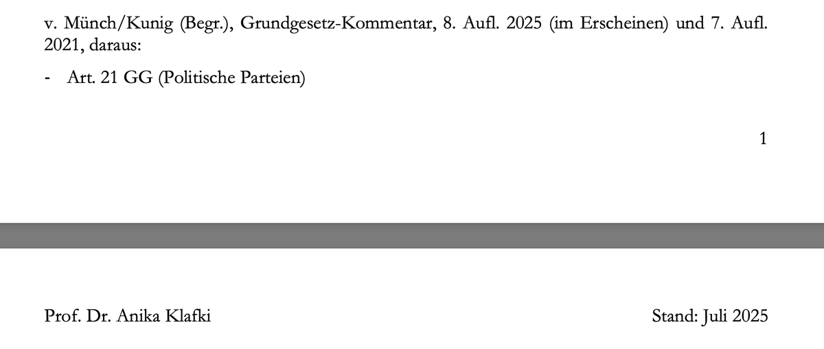 <a href="/SHomburg/">Stefan Homburg</a> Oh, sie hat an der Bucerius Law School (Zeit Stiftung) unter der Leitung von Alena Buyx studiert, promoviert und habilitiert (normalerweise macht man das bei 2-3 unterschiedlichen Hochschulen). Spezialthemen sind Planung, Pandemien und Parteienverbote. Zu letzterem Thema (und nur