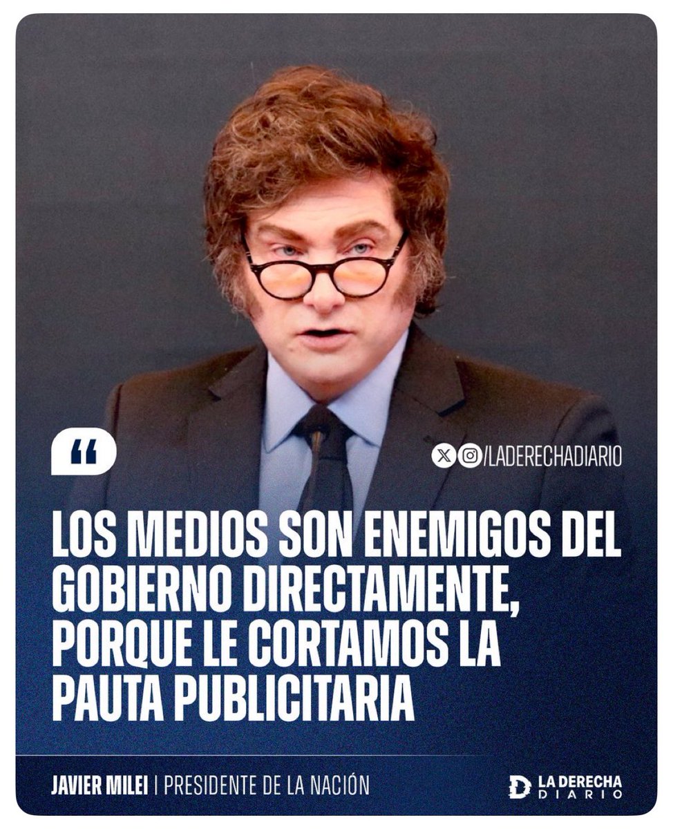 🇦🇷 Präsident <a href="/JMilei/">Javier Milei</a> kritisierte die Medien, die über die Reformen in #Argentina lügen: „Die Medien sind direkte Feinde der Regierung, weil wir ihnen die Werbung entzogen haben.“

Derweil im Homeland der österreichischen Schule der Nationalökonomie: 418 Mio EUR für Inserate in