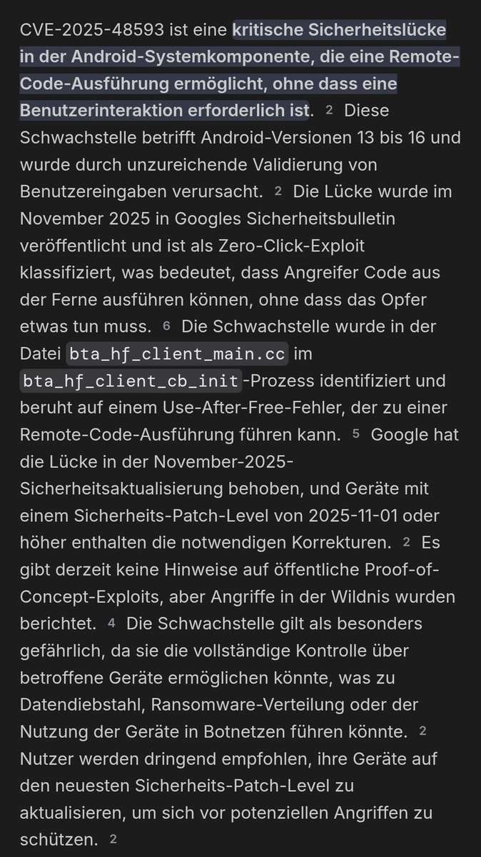 SedimentIV's tweet image. Ja ist eine weiterer #zerodayexploit aber zur Zeit nur Android 13 bis 16 , es gibt aber wohl noch kein #POC Proof of Concept.