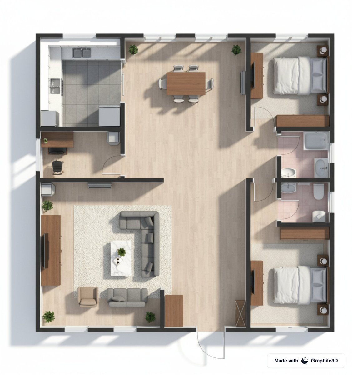 SkAyaz97's tweet image. Imagine turning those detailed 2D plans into 3D visuals in no time?
Here&apos;s a demo generated with graphite3d.xyz 👇