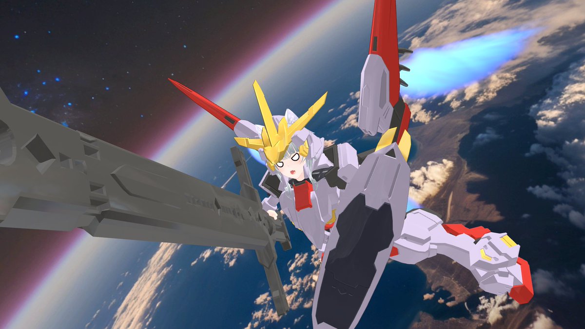 rityou_vrc804's tweet image. 『わかっているよ、もう引き返せないのは！
　だったら......　前に進むだけだ！！』

完成！ガンダム端白星第二形態！！！
劇場のスクリーンで活躍している姿を見ていたら作りたくなっちゃいました...！
#VRC_MS少女 #MS少女 #VRChat