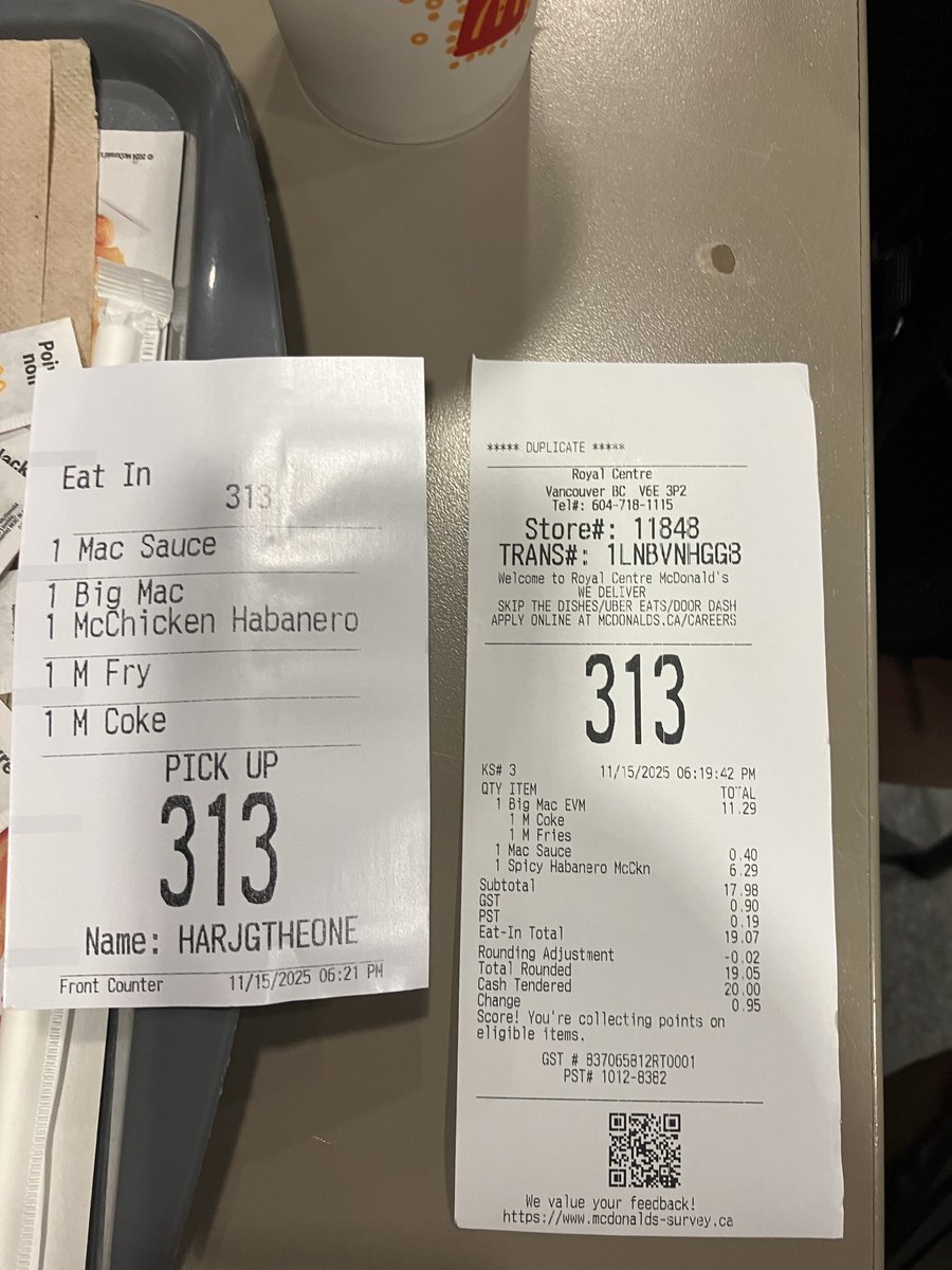 HARJGTHEONEDBA's tweet photo. Hey Taylor signs repeat again and again and again. Today on a 11-15 McDonalds AI SAYS meal is Taylor Swift coming back and forward 313. The statistical probability of this number or 13 or 31 appearing every week is almost impossible without AI assisting in its generation. This your guilt is known. 1.6 billion comes back to H. @CIA  @taylorswift13  #taylorswift @BBCWorld  @globeandmail  @FaskenLaw  @VenableLLP  @GrandLodgeOhio  @THR  @VancouverSun  #h #H #harjgtheonedba #harjgtheone #hgohdmusicgroup