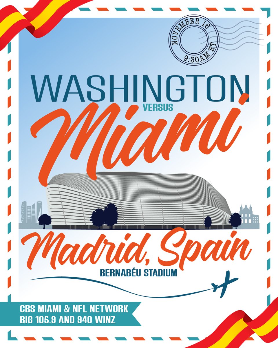 MiamiDolphins's tweet image. Greetings from Spain 🇪🇸