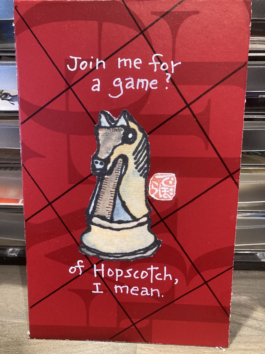 試合しようか？チェスじゃなくてけんけんぱ。(笑) #etegami #chessart #yearofthehorse #mailart #yearofthehorse2026