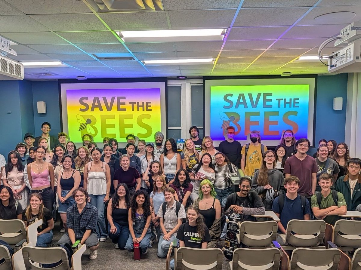 MichelsVeronika's tweet photo. This Thanksgiving CALPIRG Students is gearing up to #SaveTheBees - remember to give thanks to the bees for pollinating our food crops! California can help save our bees by regulating the use of neonic pesticide treated seeds  #NoBeesNoThanksgiving 🐝 @GavinNewsom @CalEPASecretary https://t.co/oF2hMyoA3e