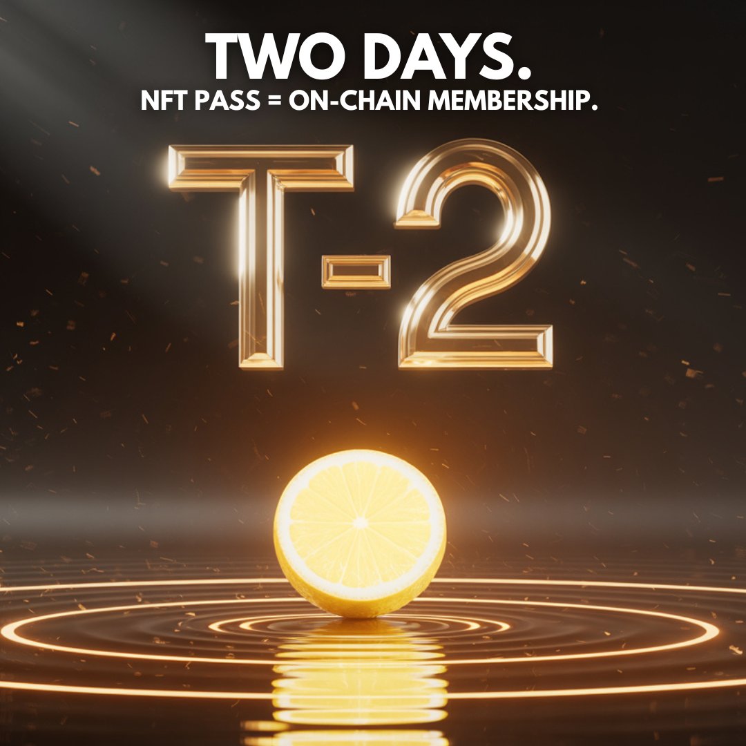 Two days.
NFT pass = on-chain membership.
Hold to keep access.
#lemonambassador #claimit