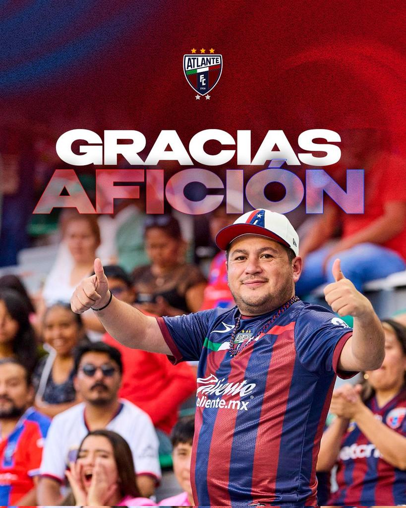 ¡GRACIAS FAMILIA AZULGRANA, POR SU APOYO Y ALIENTO INCONDICIONAL EN EL TORNEO APERTURA 2025!

¡Volveremos más fuertes!

#SerAtlante
#SerDeHierro
